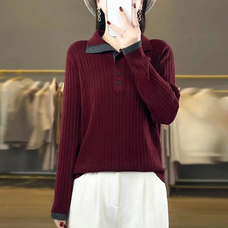 New Autumn Winter Women knitte Sweater Pullover Stand Collar Long-sleeved Knitted Jumper Wool Bottoming Shirt Female Casual Tops