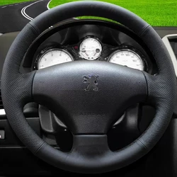 DIY Black Artificial Leather Hand-stitched Car Steering Wheel Cover For Citroen C2 Peugeot 207 Citroen Peugeot 206 2007-2009