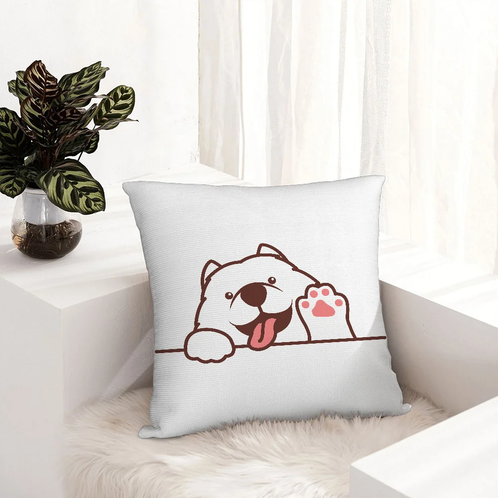 Cute Dog Waving Paw Pillow Case Plush Fabric Soft  Pillowcase Double Sided Print Cushion Cover Household Gifts