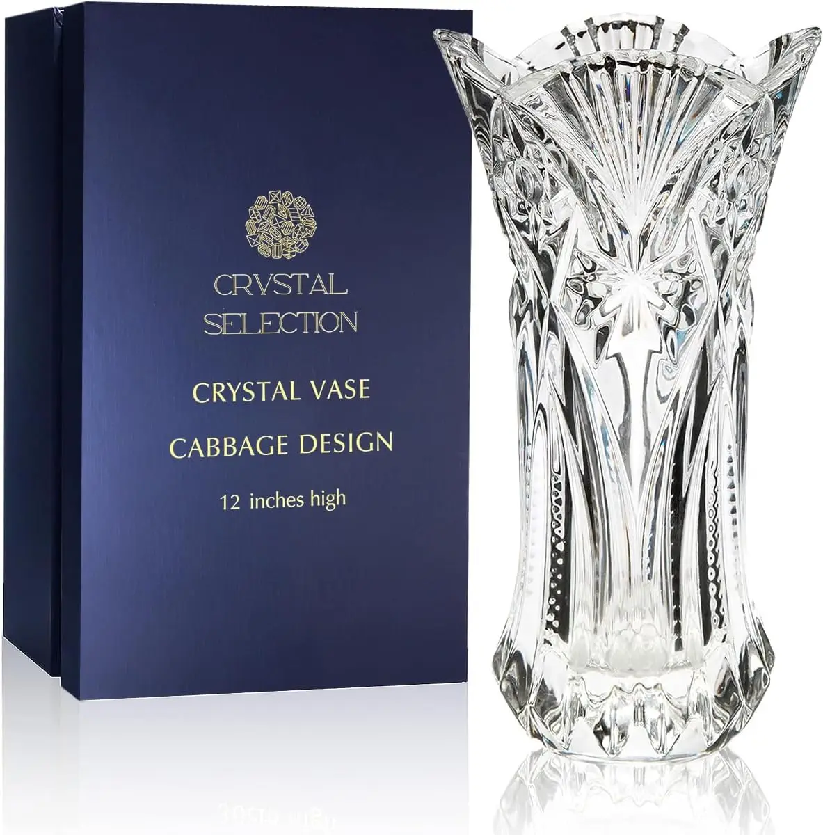 

12-дюймовая хрустальная ваза с дизайном в виде капусты для цветов и декора, блестящий подарок на все случаи жизни