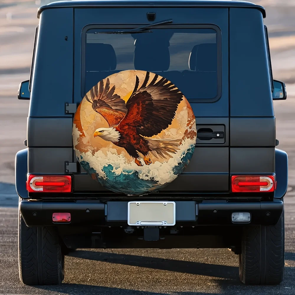 Eagle Wave Design Spare Tire Cover Protective Bag Durable Polyester Outdoor Vehicle Storage