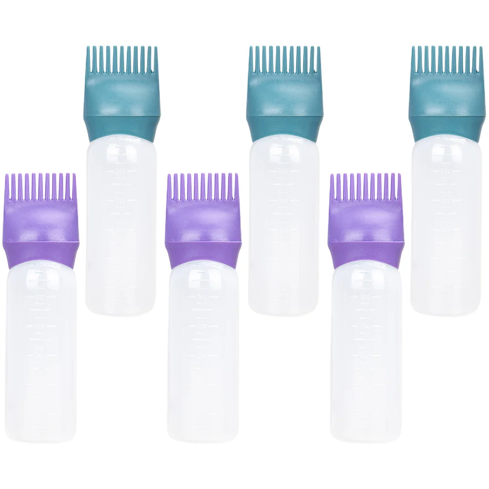 6Pcs Hair Dye Bottle Comb Scale Design Portable Convenient for Any Occasions Home Barber Shops Hair Oil Applicator Bottle