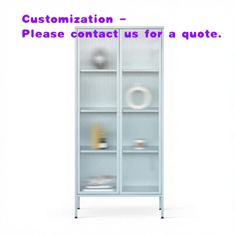 custom.Modern European Minimalist Steel Display Cabinet with Adjustable Height Accent Shelf Freestanding Living Room Furniture