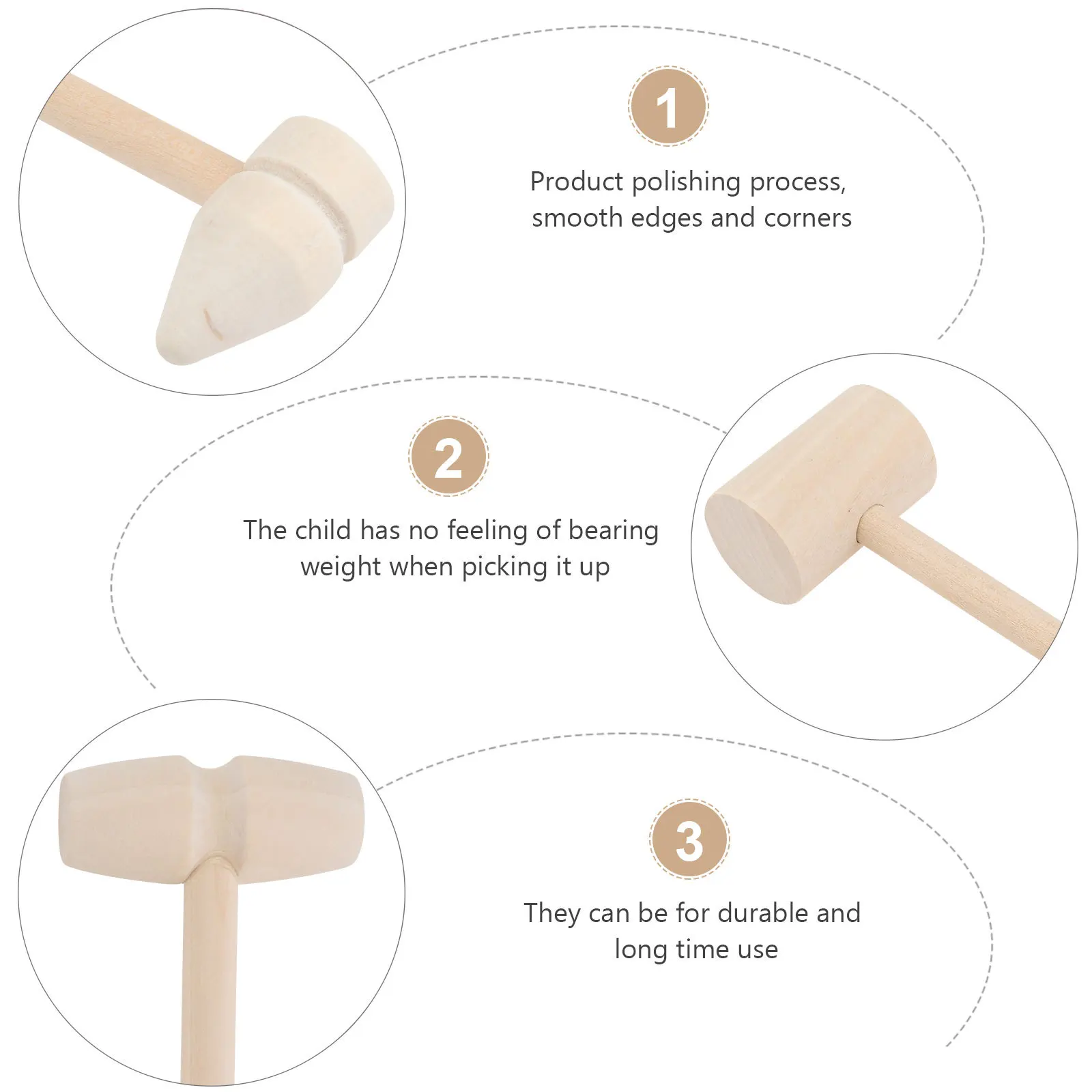 

12Pcs Mini Wood Hammer Set for Children Educational Activity Long Handle Safe Edges Compact Size Hand Eye Coordination Motor