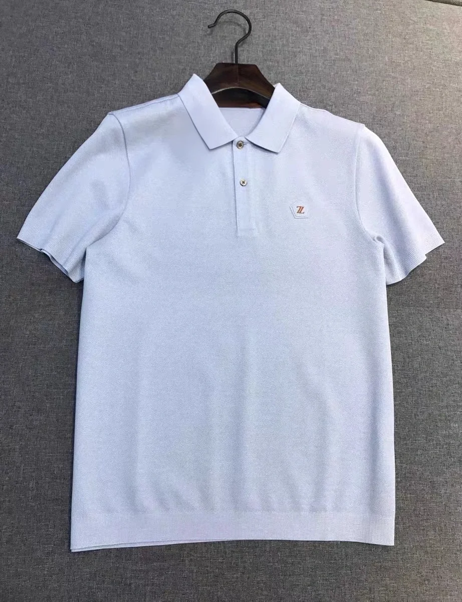 

Italian Style Luxury Men's Casual Shirt Double Silk Cotton Short Sleeve Turn-down Collar Summer Fashion Elegant Slim Fit
