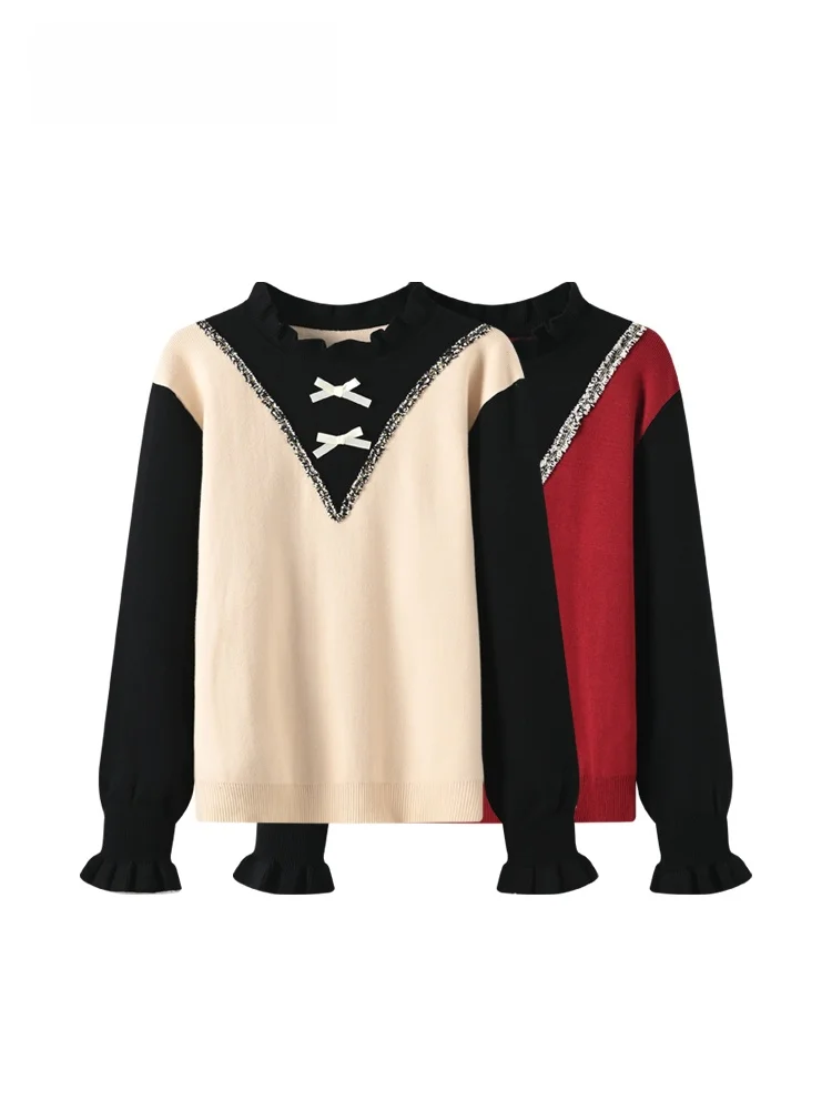 

CaraCLUB Large Size Long Sve Knitted Sweater Women's Winter New Sle Fake Two-Piece ape Polyester Fiber Thiened