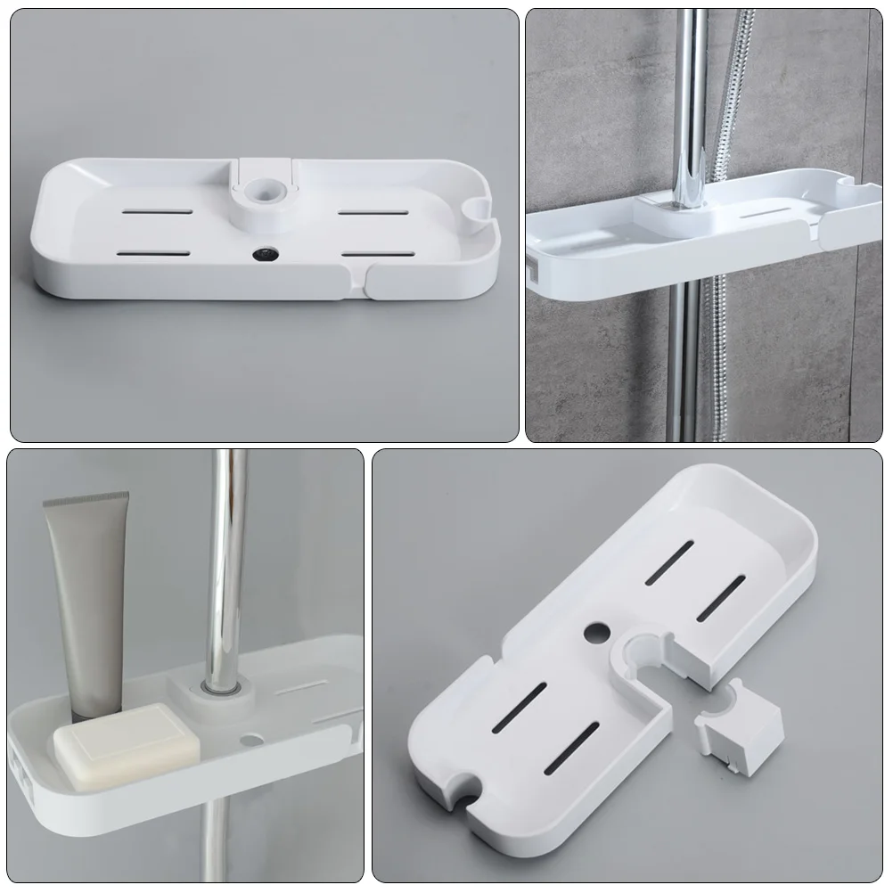 

Plastic Bathroom Shower Shelf Soap Tray Height Adjustable Storage Rack White Sink Organizer No Drilling HOLDER Punch