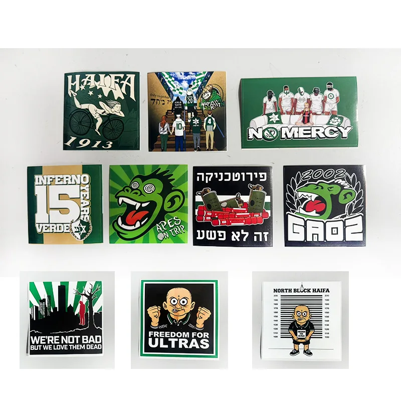 9*9cm Haifa 1913 Green Apes Monkey MHFC Maccabi Decoration Stikers for Bag Cup Wall Fridge