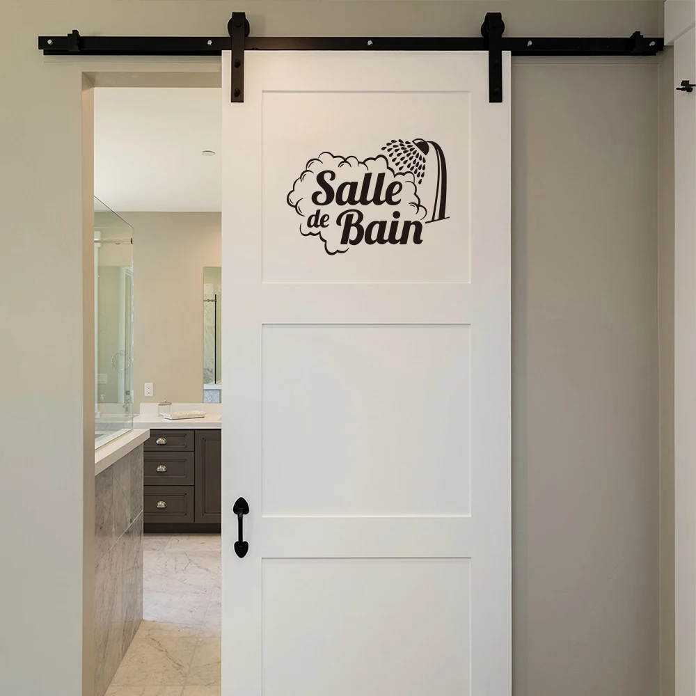 French Shower Room Salle De Bain Door Sticker Decal Bathroom Shower Room Home Decor