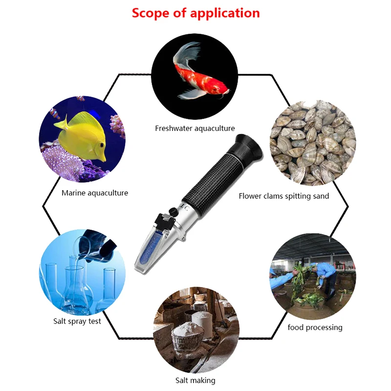 Refractómetro de salinidad de acuario 2 en 1, probador de sal de acuario 0-100% y 1.000-1.070, salinómetro de agua de mar