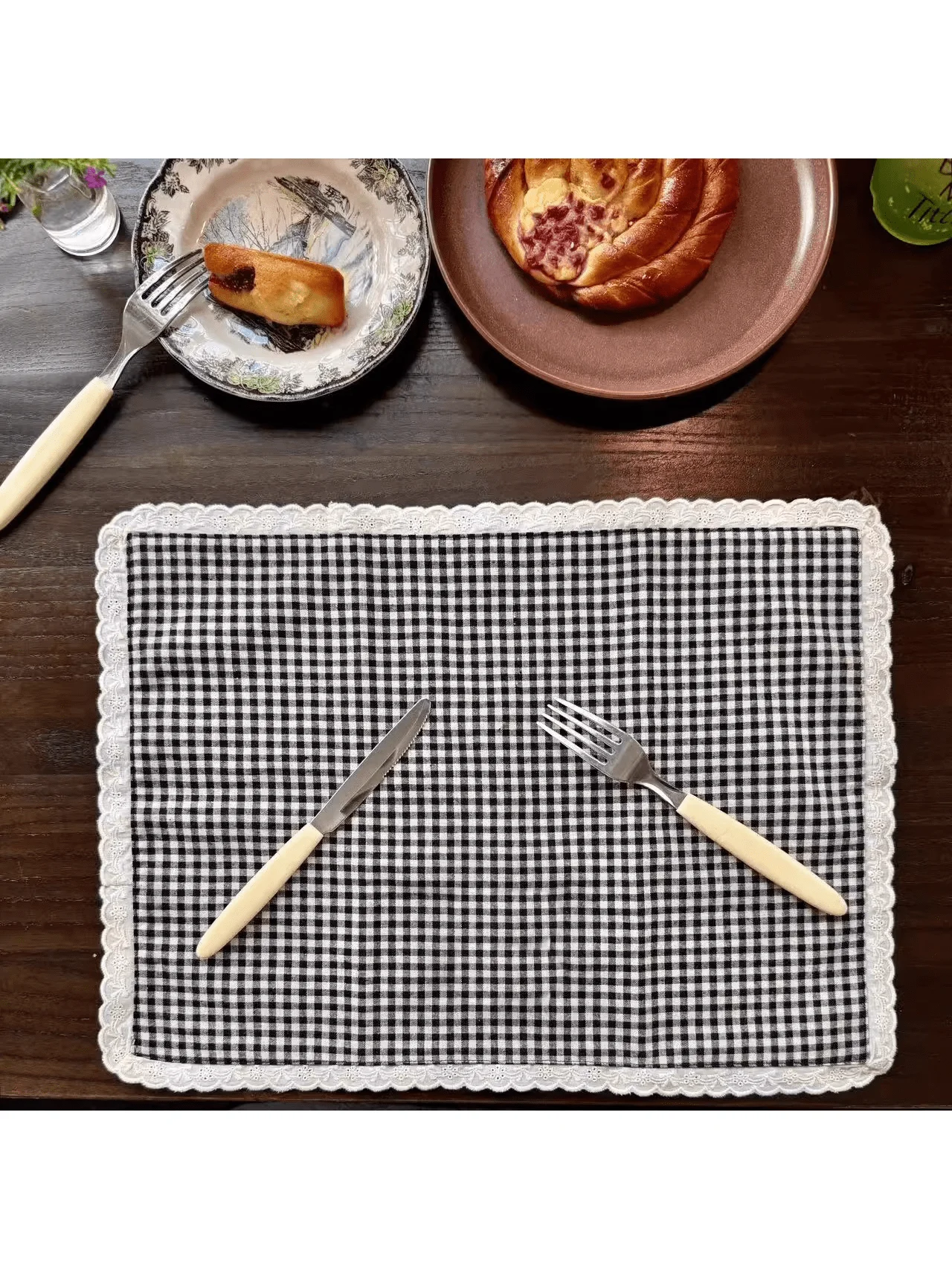 

6 шт., 35*45 см, черно-белая кружевная салфетка в клетку, декор стола в винтажном стиле для столовой и кухни, реквизит для фотографий