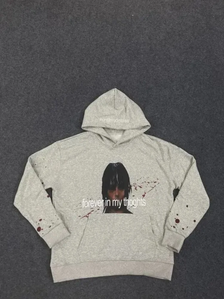 Sudaderas con capucha góticas para hombre y mujer, ropa de calle minimalista europea y americana, figura de moda de otoño, letras bordadas