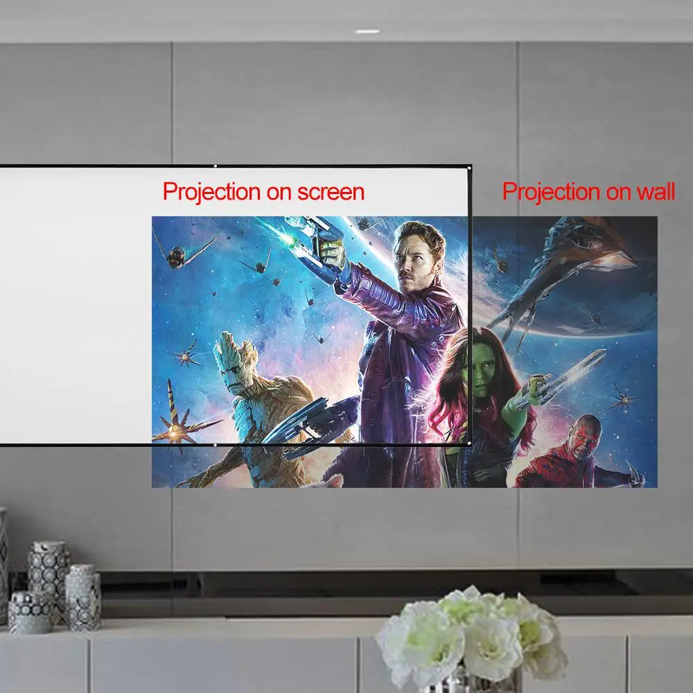 High Brightness Projector Screen 60/84/100/120 inch 16:9 Reflective Fabric Cloth Beamer Projection Screen for DLP LED Projector