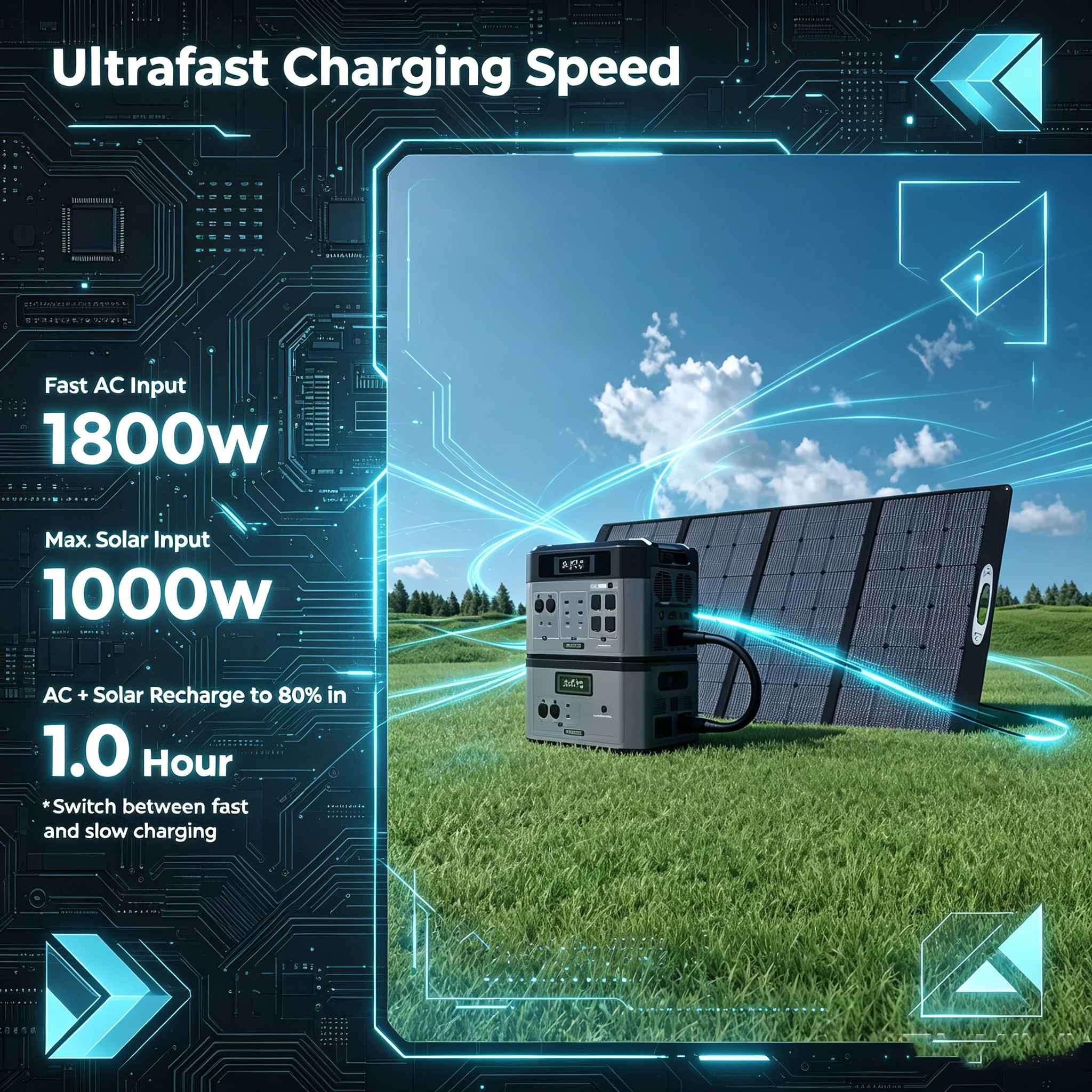 OUKITEL BP2000 PRO Portable Power Station 3300W Solar Generator 2048Wh Lifepo4 Battery Home Backup Outdoor Camping Mobile power view 6