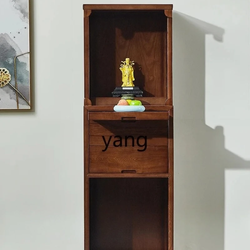 LHH   New Chinese Style Solid Wood Altar Shrine Three-Layer Shrine Land Landlord Buddha Cabinet Household