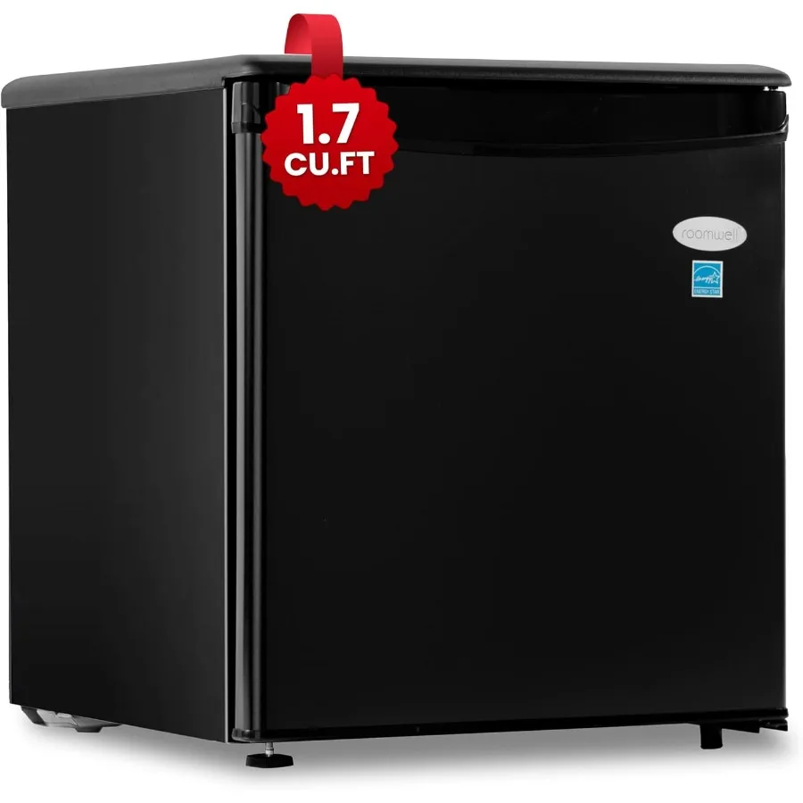 E-Star 1,7 Cu Ft Mini-Kühlschrank für Büro, kompakter schwarzer kleiner Kühlschrank ohne Gefrierschrank, automatisches Abtauen mit integrierter Tür