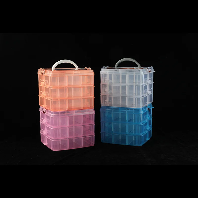 3 Layers 18 Compartments Plastic Storage Box Clear Organizer Multifunction Empty Box Sewing Tools Jewelry Container