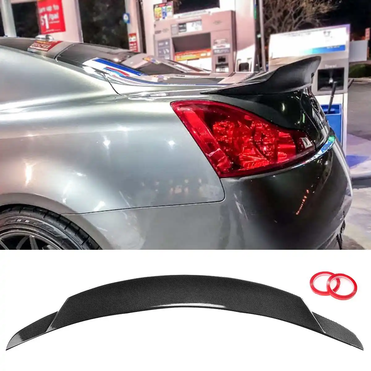 

Carbon Fiber Car Rear Spoiler Rear wing fit for INFINITI G Series G37 V36 Q60 2 DOOR COUPE MODEL 2008-2013 Spoilers & Wings