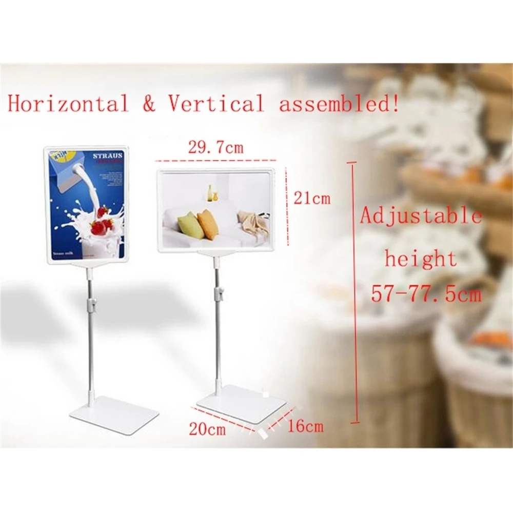 A4 Frame White Pop Poster Price Label Holder Promotion Poster Floor Stand Table Advertising Rack Desk Sign Display Stand image 5