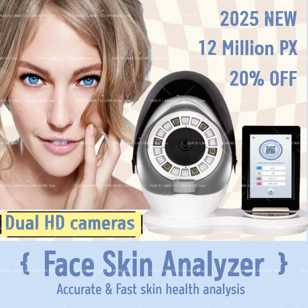AI multi-spectral high-definition facial skin analysis and detection instrument features dual HD cameras to analyze skin health