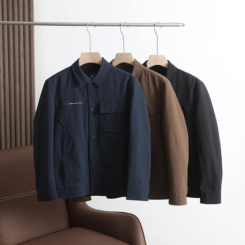 

Faionable Men's Jaet Collar Stand up Autumn New Product 3D Emed Pring Versatile Workwear Outerwear Coat Jaet