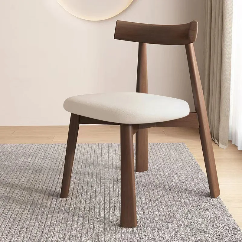 

Nordic solid wood dining chair Home restaurant Back rest Horn chair Italian minimalist hotel negotiation stool furniture