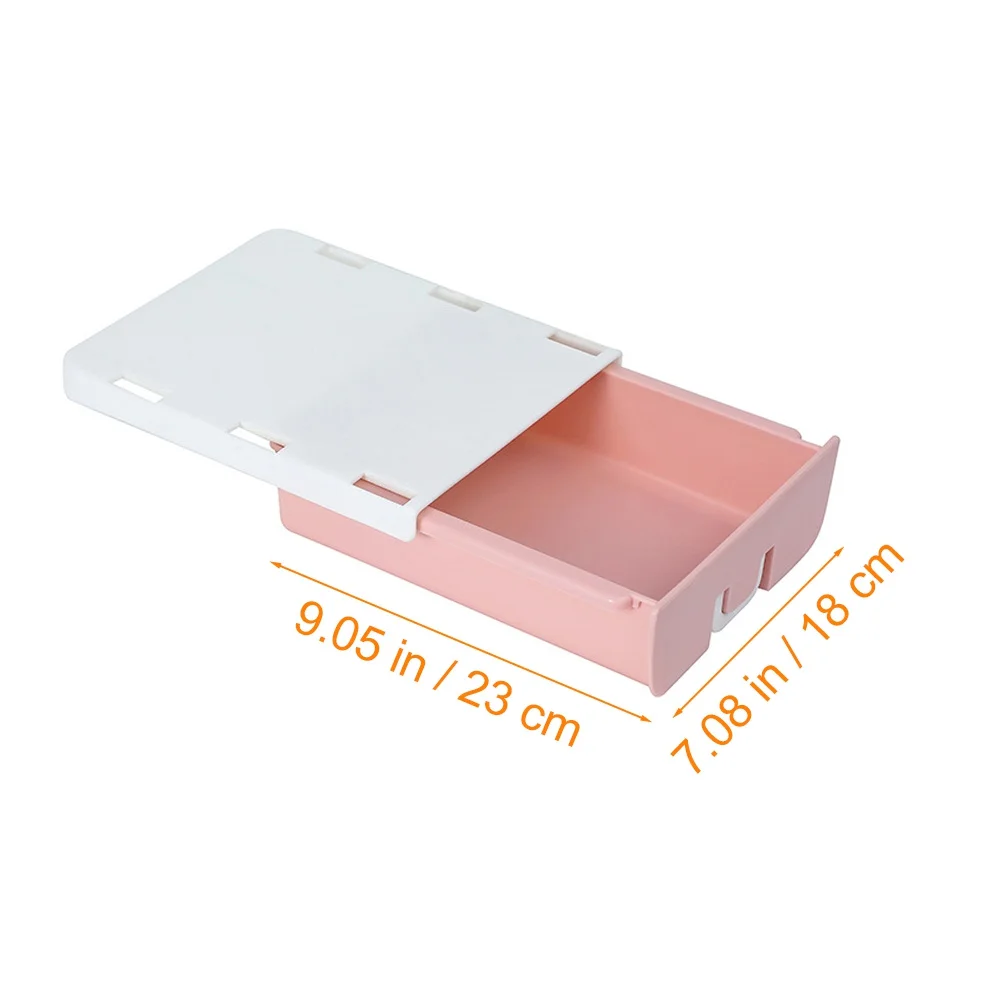 Self-Adhesive Under Desk Drawer Hidden Slide Out Organizer for Pens Tools Cables Storage Box Expandable Desktop Storage Solution