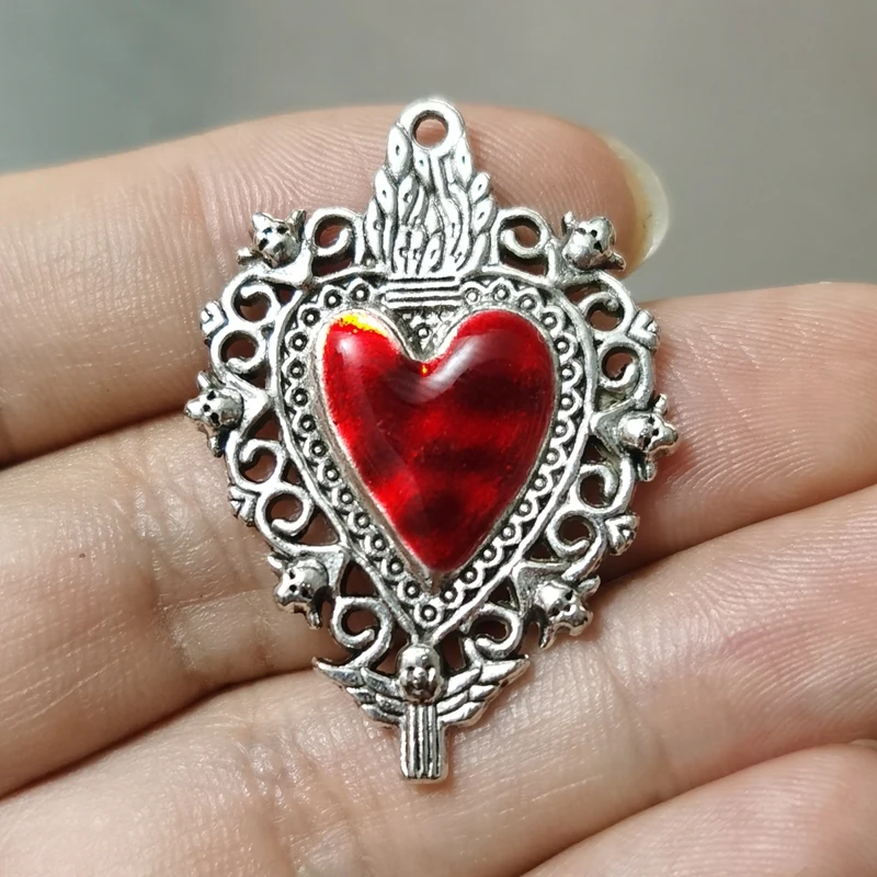 4pcs Gothic Style Flower Evil Eye Heart Enamel Charms for DIY Earring Bracelet Keychain Jewelry Making Pendant Alloy Accessories