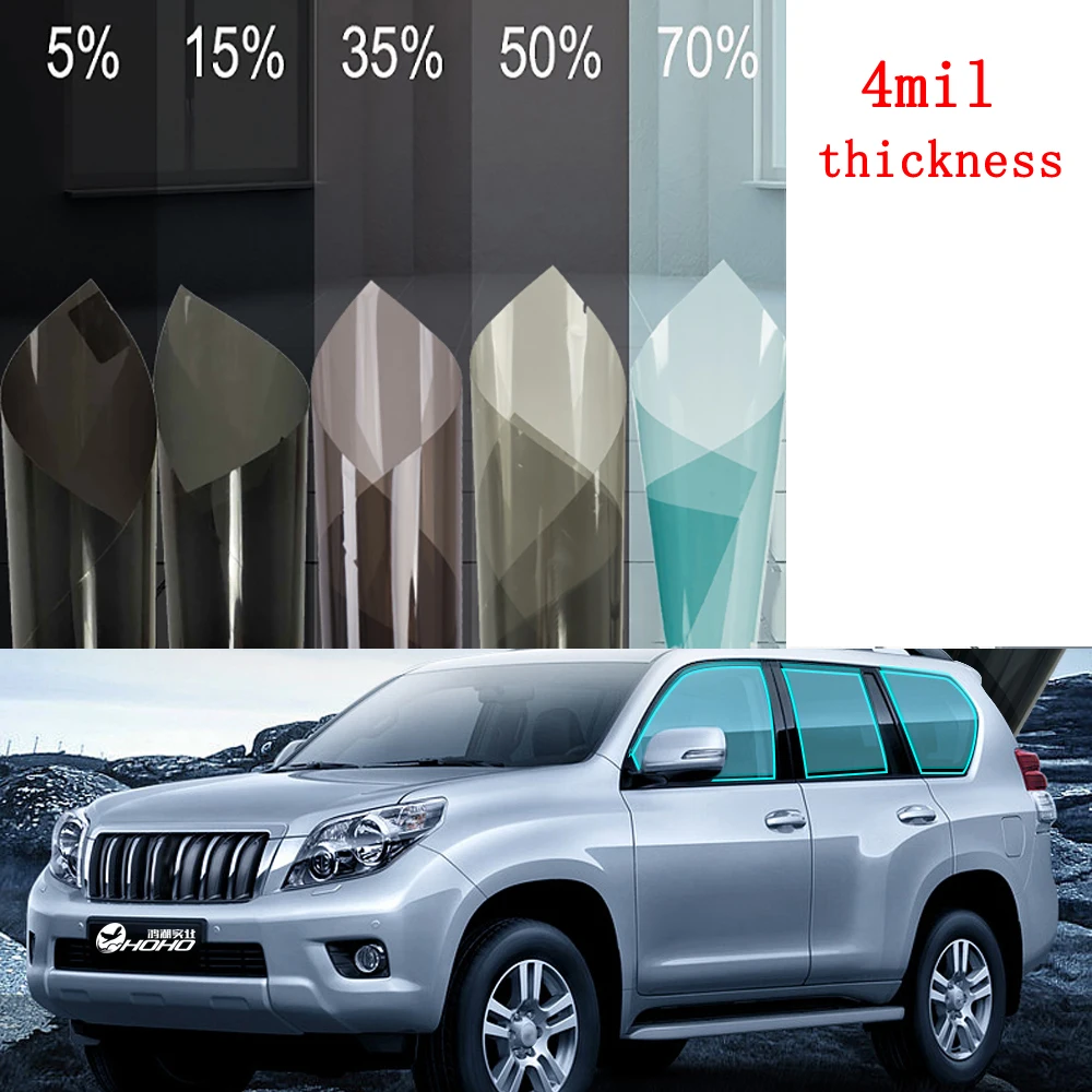 SUNICE-película Solar de tinte para ventana de coche, láminas de Nano cerámica de 4Mil, protección UV, película adhesiva para construcción del hogar, 5%/15%/35%/50%/70% VLT