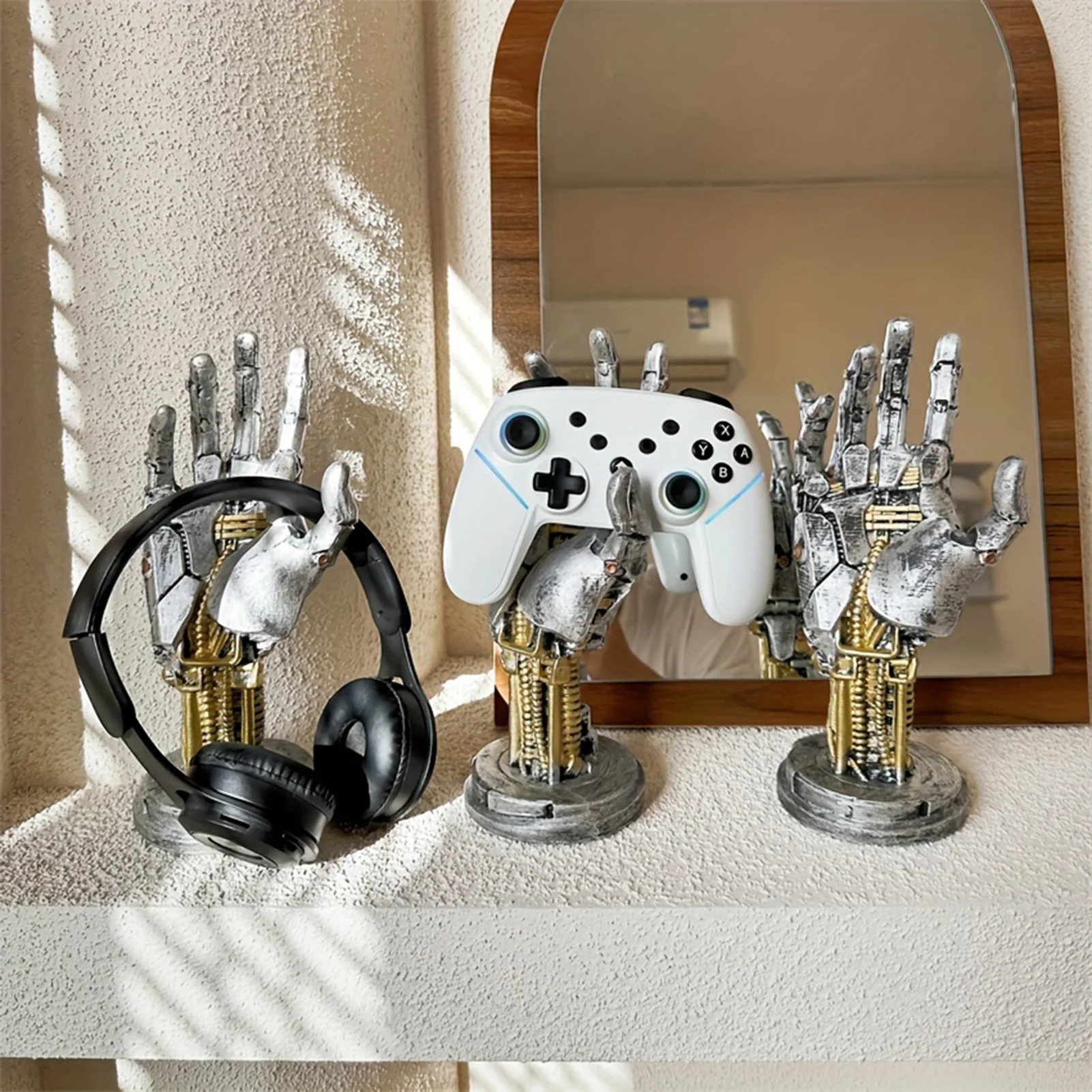 Robotic Arm Game Controller Stand Durable Construction 3D Resin Statue Game Pad Holder Suitable for Game Room Gamin