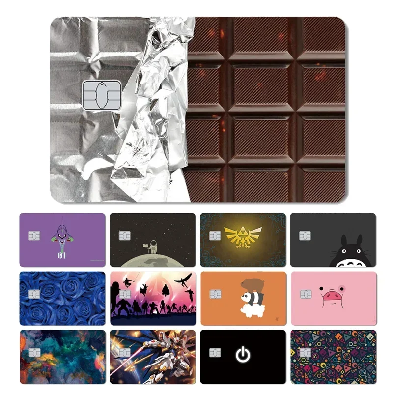 Painting Anime Cartoon Cute Pig Flower Game Chocolate Matte PVC Case Sticker Film Skin for Small Chip Credit Card HT12