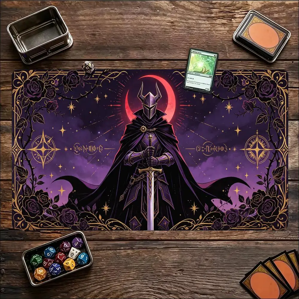 Gothic Dark Knight Large Game Playmat Non Slip Rubber Table Mat For Tabletop Trading Card Board Game Card Gaming Supplies