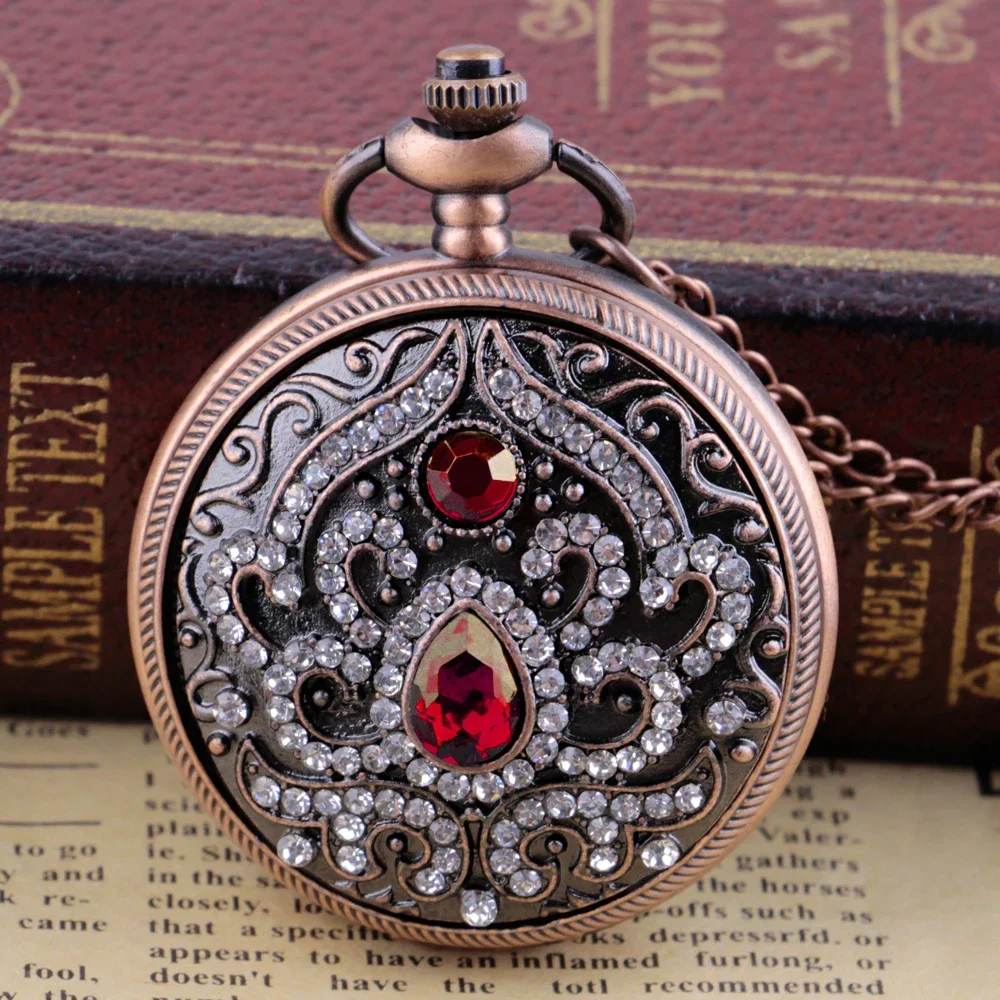 Algarismos árabes luxo retro estilo redondo relógio de bolso de quartzo com colar pingente corrente para mulher reloj de bolsillo