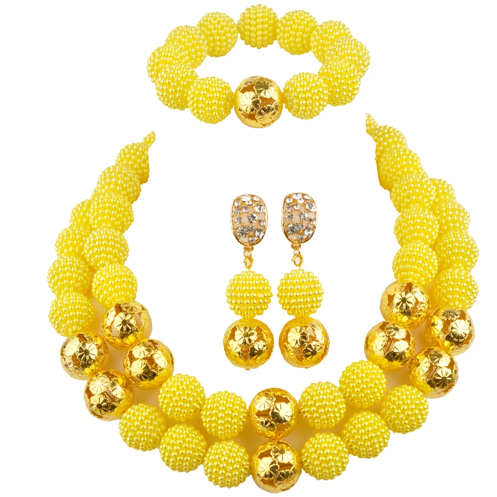 

Laanc Yellow African Wedding Collection Necklace Jewellery Nigeria Jewelry Set Necklace Bridal Set