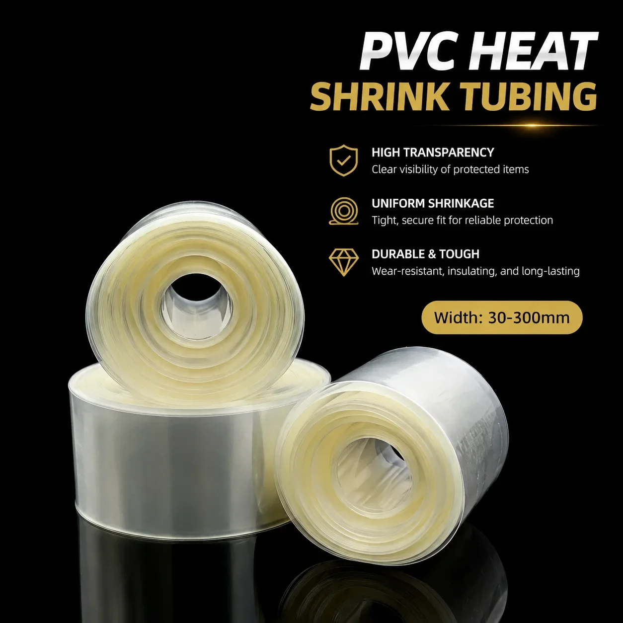 Transparent PVC Heat Shrink Tubing 18650 Battery Pack Width 30-300mm Battery Pack Insulation Packaging Protective Cover