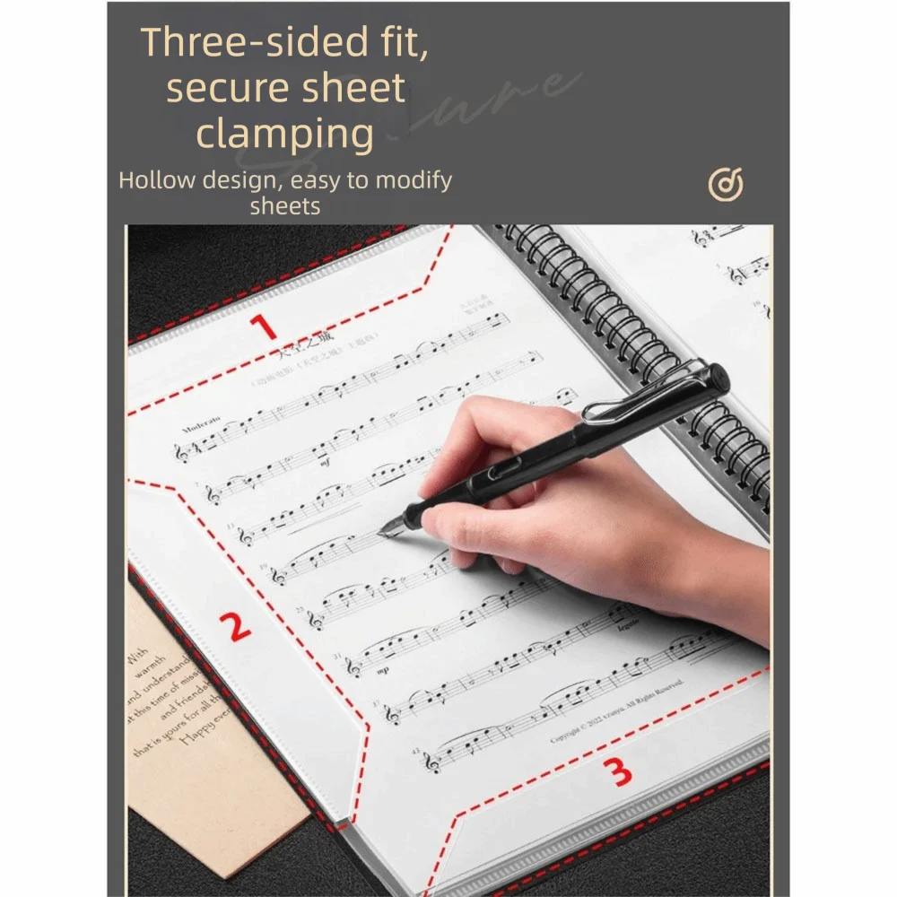 Ideal Gift A4 Music Score Folder Portable Flexible Sheet Music Folder Multi-layer Detachable Music Binder Document Organizer