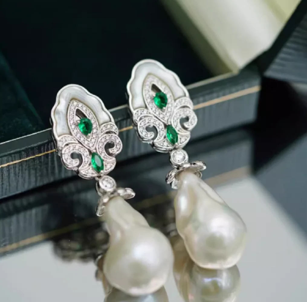 

Серьги с натуральным жемчугом AAA15-20 мм, серьги с жемчугом в стиле ретро в стиле барокко Южного моря, 925-х годов