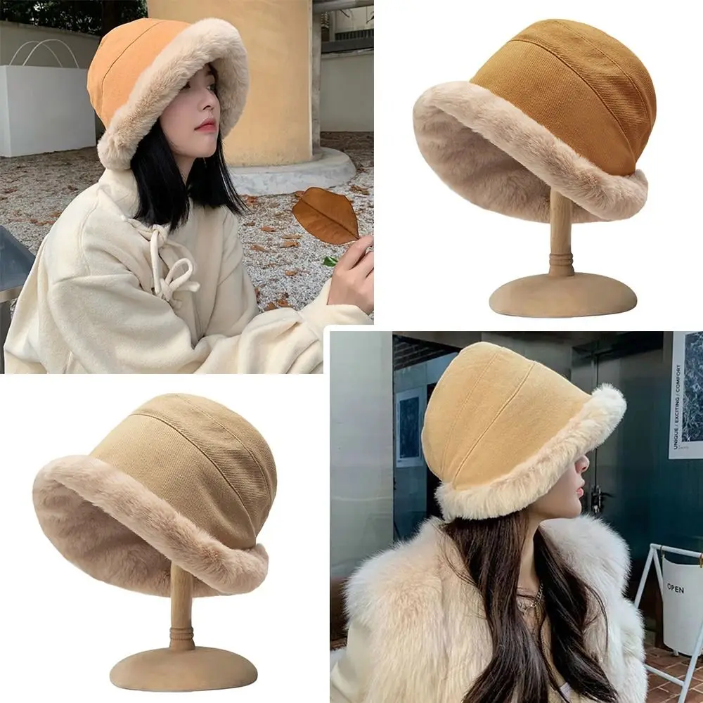 

Soft Winter Faux Fur Warm Casual Fisherman Cap Panama Hat Sun Cap Bucket Hat