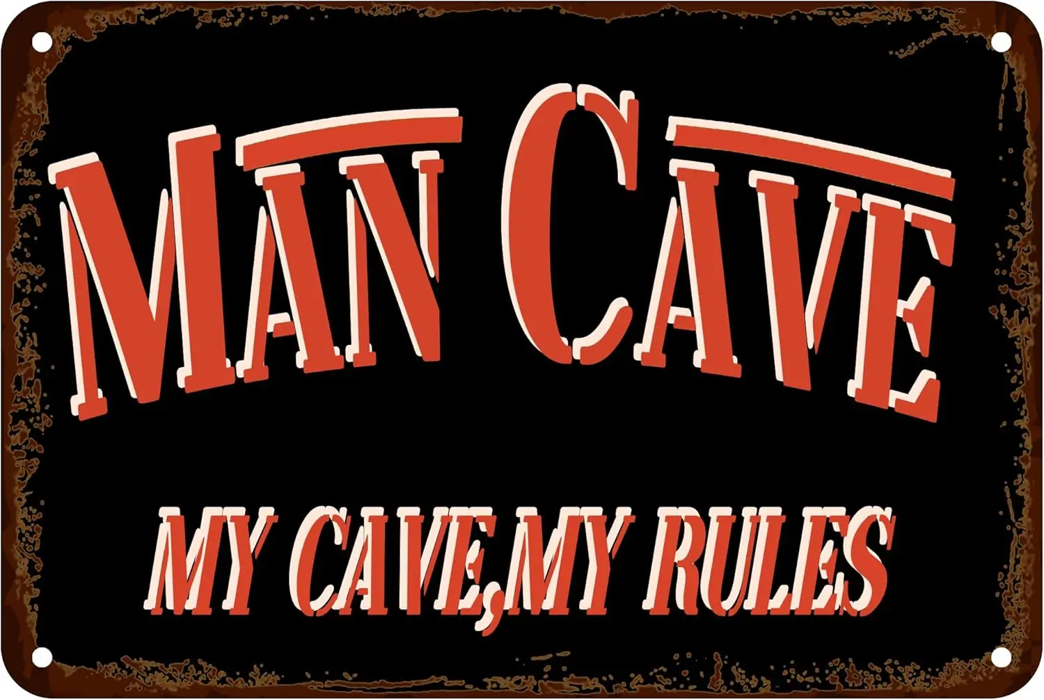 My Cave My Rules Signs Funny Metal Tin Sign Wall Decor Man Cave Bar Wall Decor for Bar Garage Bathroom Office Bedroom Home 12 X