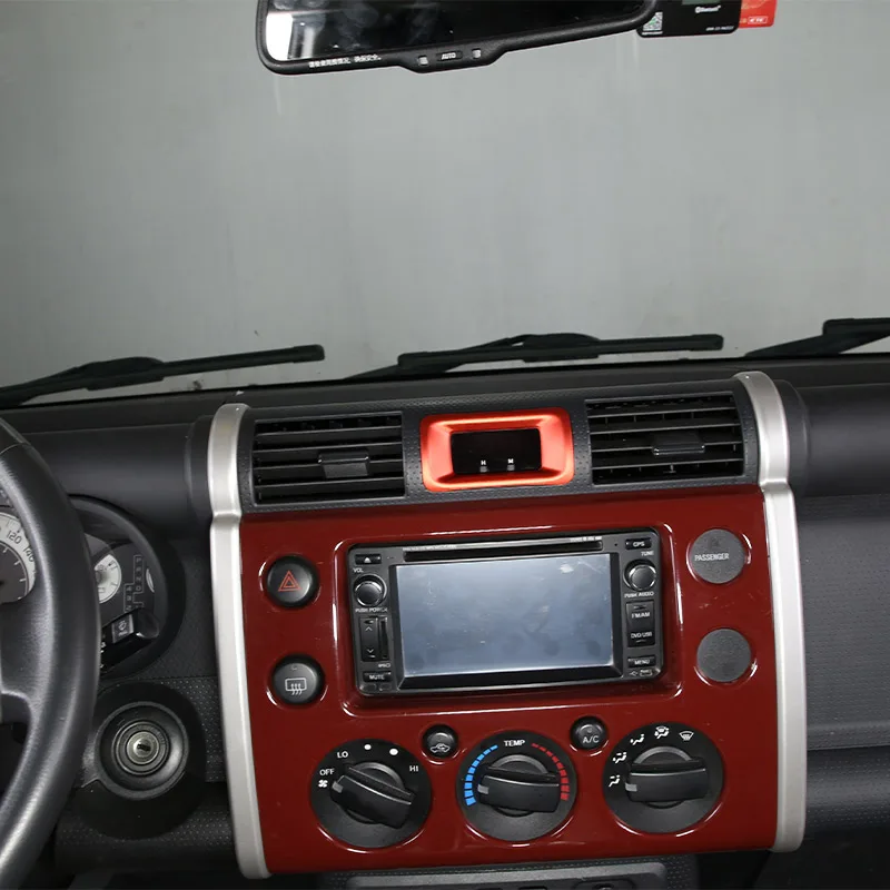 For Toyota FJ Cruiser 2007-21 Aluminum Alloy Car Center Control Dashboard Center Clock Decorative Frame Sticker Car Accessories