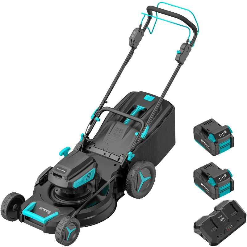 

2 * 20V 21 inch Self-Propelled Lawn Mower Cordless, 3-in-1 Brushless Electric Lawn Mower with 6-Position Cutting