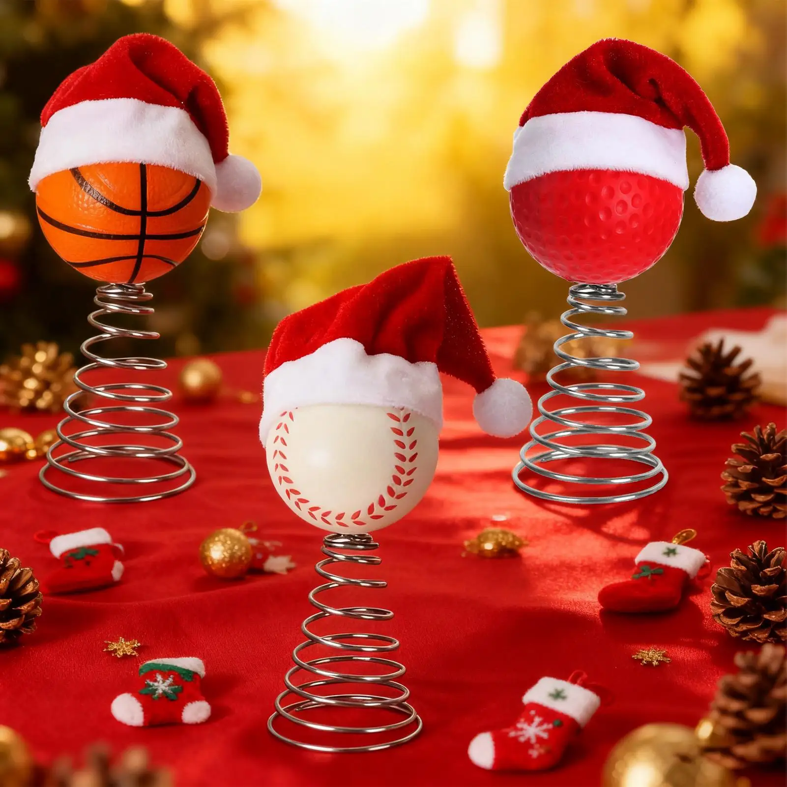 Christmas Tree Topper Ornament Basketball Baseball Golf Festive Decoration Sports Holiday Tree Topper For Fans Study Church