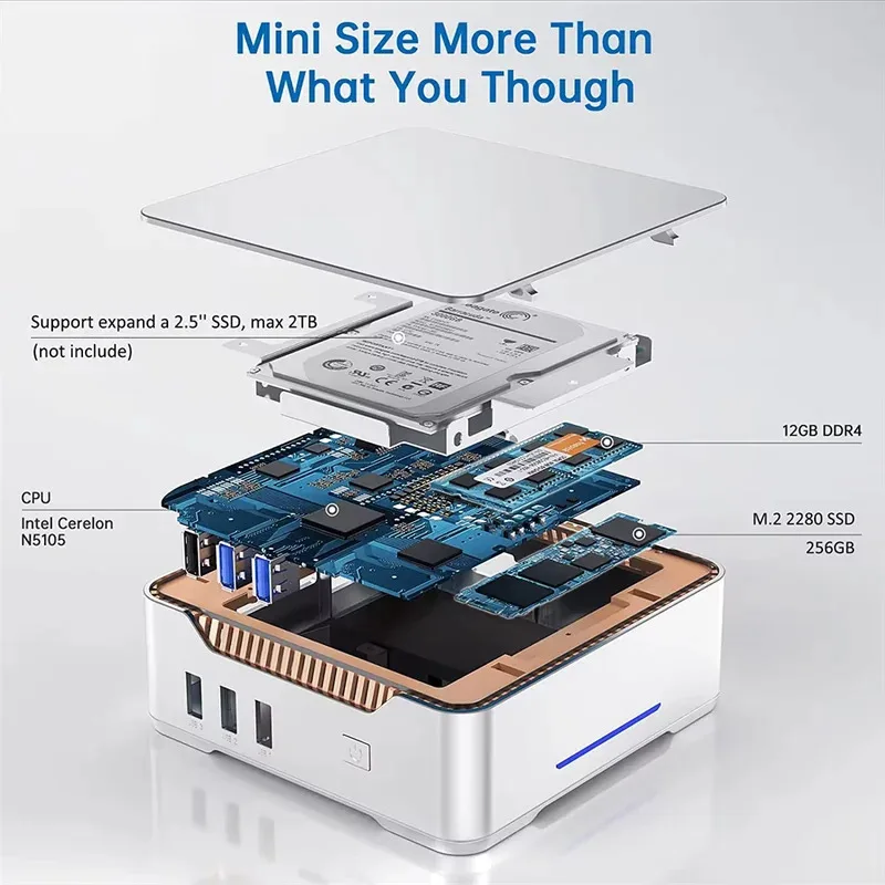 Mini computer aziendale GK3 Plus Mini PC 12th Intel Alder Lake N100 fino a 3,4 GHz Mini PC Win11 Pro Supporto 3 display