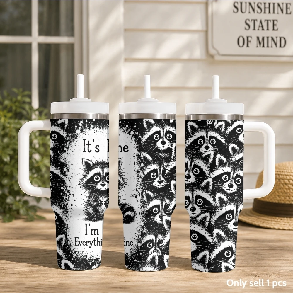 It's Fine I'm Fine Everything Is Fine Vacuum Flasks 40oz Portable Stainless Steel Tumbler with Handle Straw Leakproof Mug
