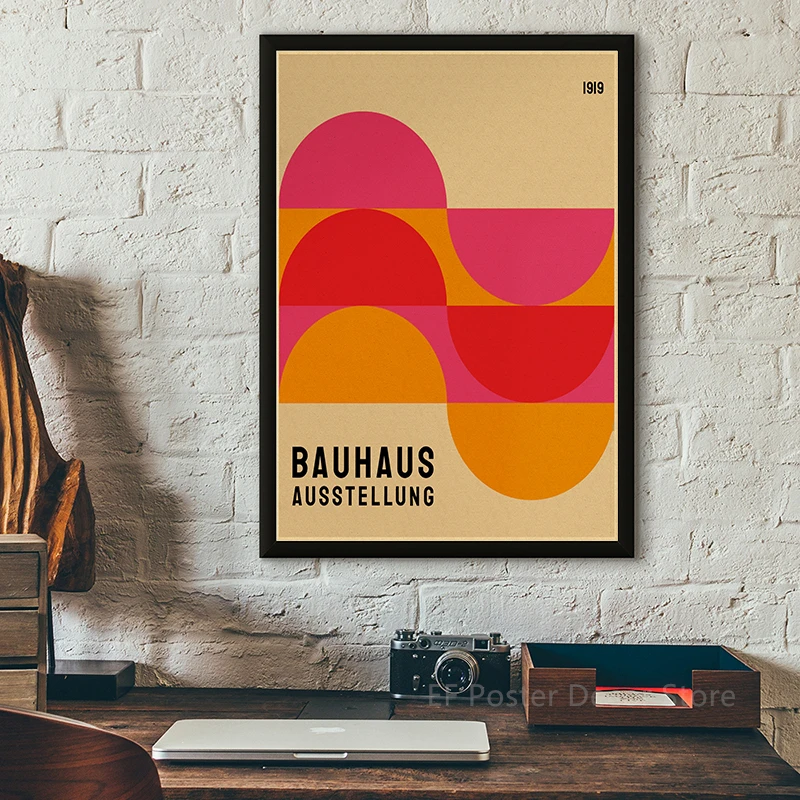 Abstract Bauhaus Exhibition Poster Geometric Prints Posters Room Decoration Vintage Home Decor Retro Nostalgia Art Wall Painting