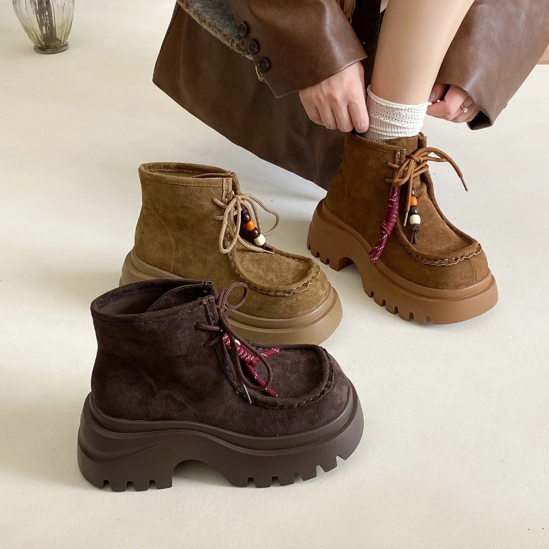 

Женские зимние ботильоны на высоком каблуке 2025 года, дизайнерские спортивные кроссовки на платформе, зимние модные ботинки челси, новые брендовые ботинки