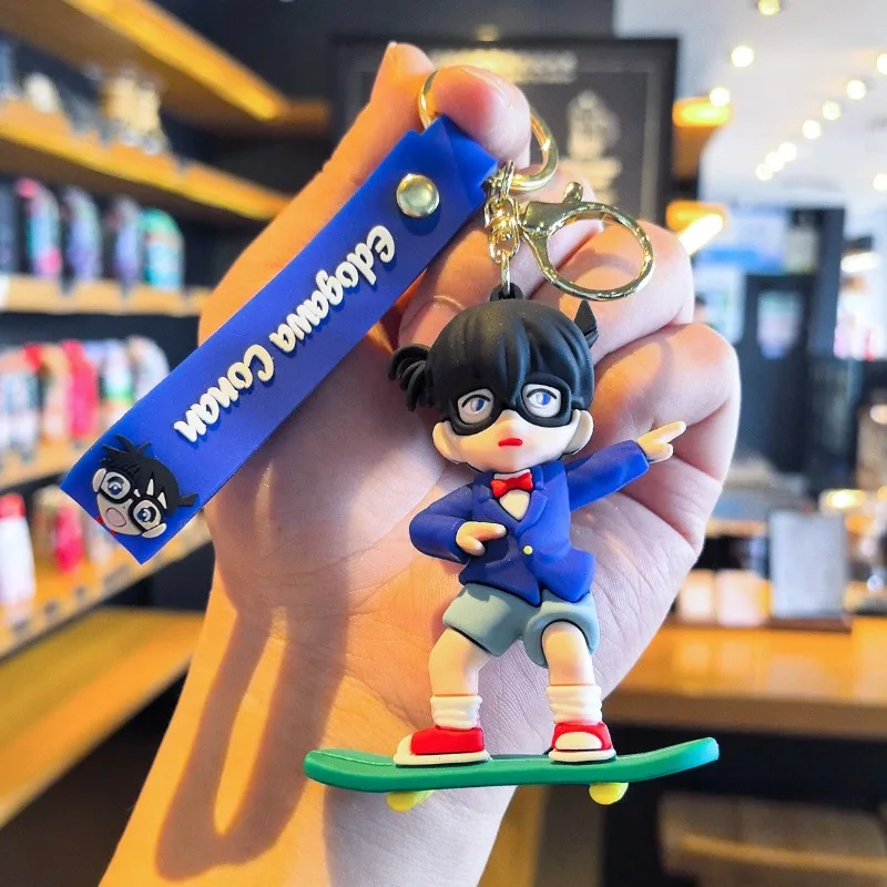 Nuovo creativo cartone animato detective Conan portachiavi bambola in PVC ciondolo portachiavi coppia zaino ciondolo piccolo regalo portachiavi per auto