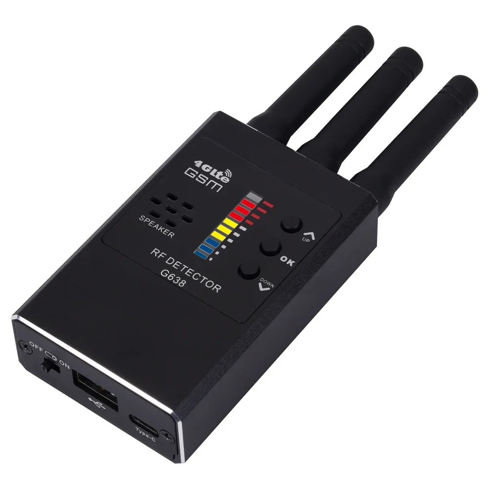 Professional Hidden Camera Wireless RF Signal Detector GSM Audio Finder GPS Tracker Detects Anti-Spy Bug Magnet Finder Scan G638