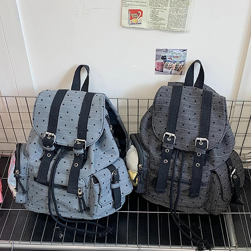 HAEX Y2K Women Backpacks Fashion 2025 Moto Style Dots Pockets Mochilas Para Mujer Students Pad Affordable Commute Bag Female