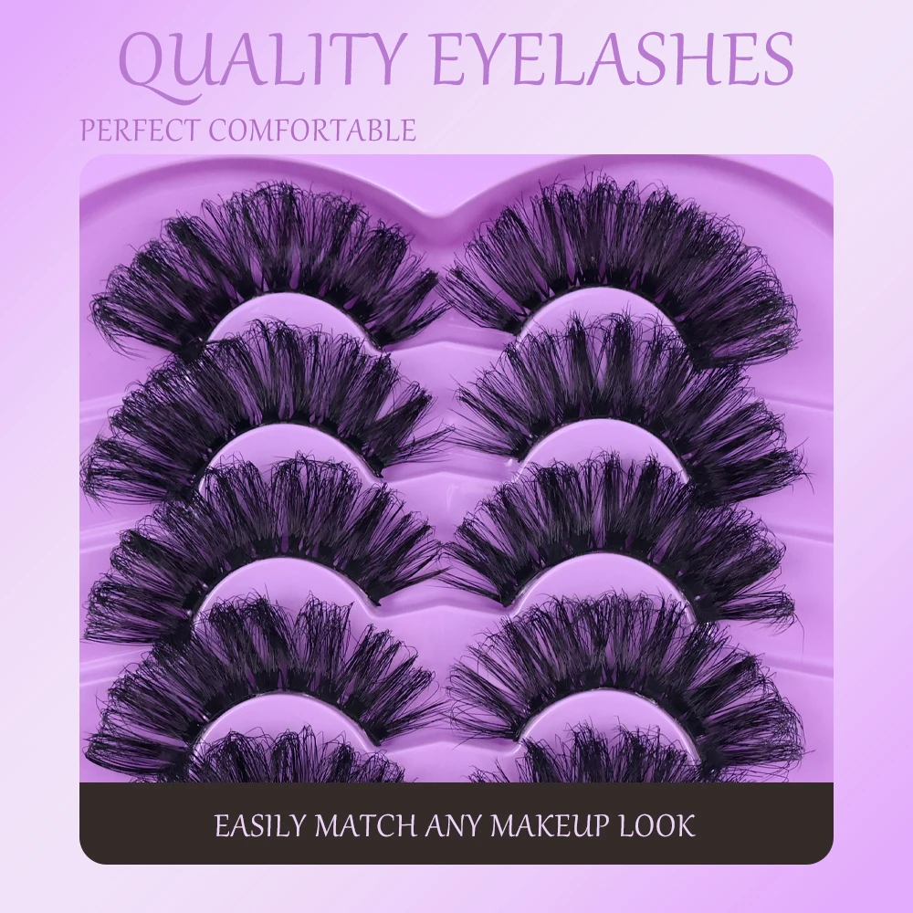 7 Pairs of Lightweight Faux Mink Eyelashes, Soft and Lightweight with a Natural Look, Handmade, Suitable for Beginners, Reusable, Perfect for Holiday and Party Makeup.